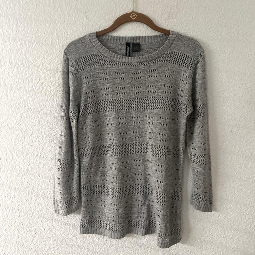 light Grey Open Knit Sweater Top Size Small